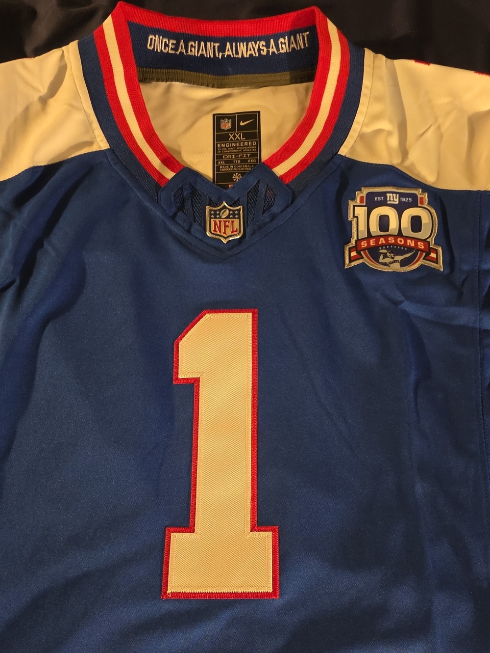 Nike Mens  Blue Giants #1 NFL Jersey with Red & White Trim